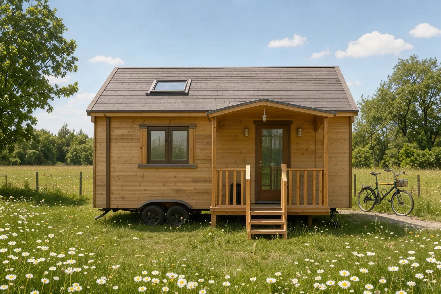 Vue extérieure de la tiny house Senja